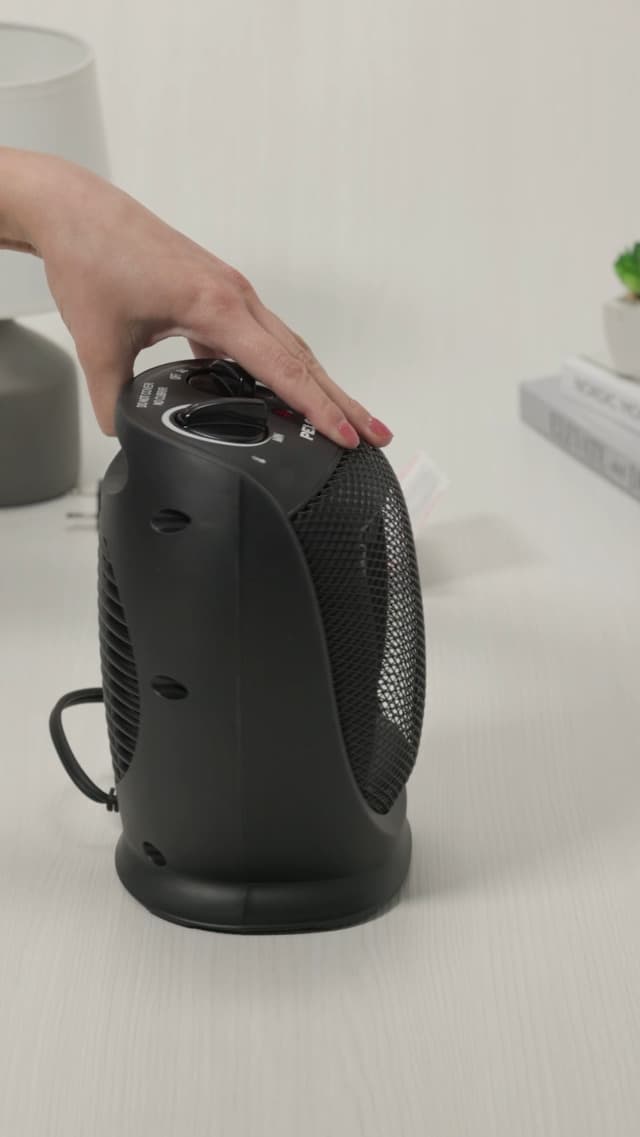 PELONIS PHTA1ABB Portable, 1500W/900W, Quiet Cooling & Heating Mode Space Heater for All Season, Tip Over & Overheat Protection,for Home, Office Personal Use, Black , 9inch