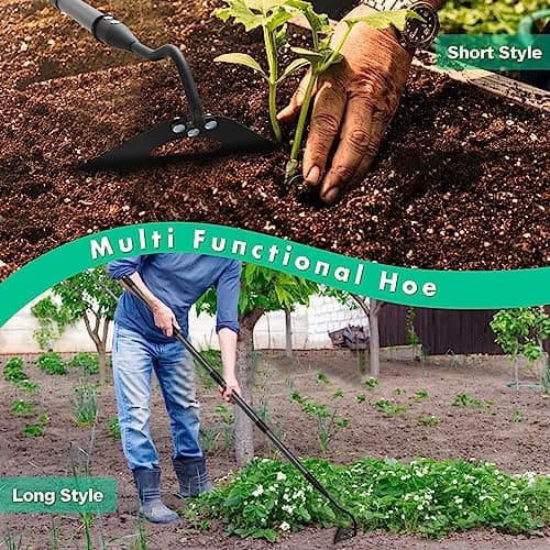 Hardened Hollow Hoe with Long Handle,Heavy Duty Garden Hoes for Weeding Loosening Soil Digging Planting Ridging, Handy Hoe Garden Tool (55")