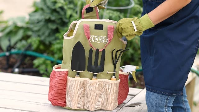 Gardening Tools Set of 10 - Complete Heavy Duty Garden Tools Set with Fashion Handbag - Durable Gardening Supplies Kit Ideal Garden Gifts for Women
