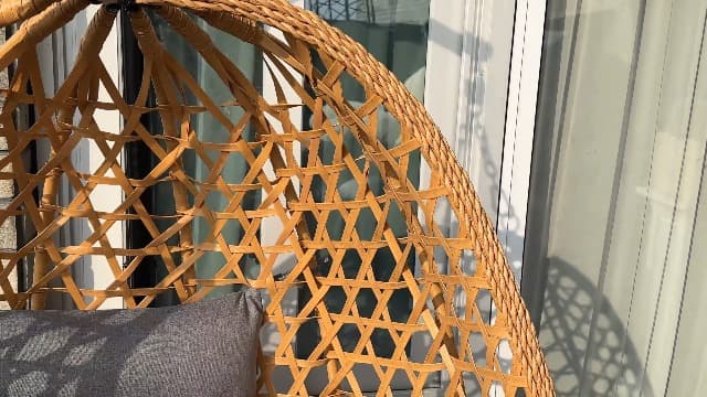 Egg Chair with Stand, Patio Wicker Hanging Chair, Hammock Swing Chair, 350LBS Capacity for Bedroom, Balcony, Garden (YE-BE)