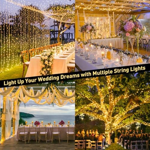 JMEXSUSS 168FT 600 LED String Lights Outdoor Indoor Christmas String Lights Plug in Warm White Tree Lights for Outside Bedroom Wedding Party Holiday Spring Decorations