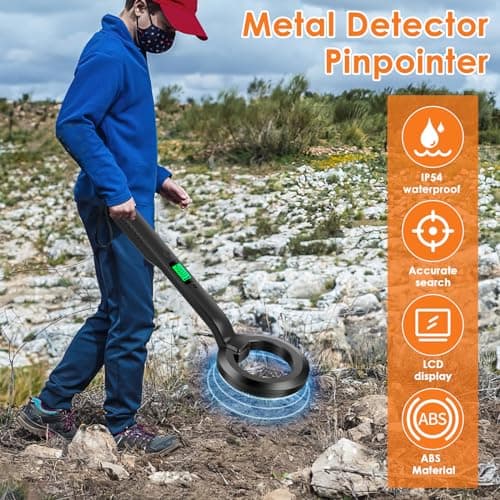 Metal Detector, IP54 Waterproof Portable High Sensitivity Metal Detector with Audible & Vibration Alerts, 360 Scanning Treasure Finder (Black)