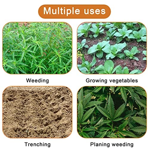 Pack of Gardening Tools Weeding Tool and Garden Hoe Weed Removal Tool with Blade Quick Weeder and Gardening Gloves (Hollow Hoe + Weeding Sickle)