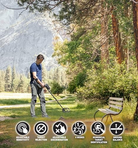 Bounty Hunter Time Ranger Metal Detector for Adults with LCD Display, Target ID, and Ground Balancing – Advanced Detection for Coins, Relics, Jewelry