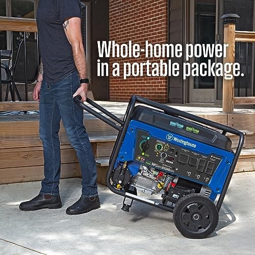 Westinghouse Outdoor Power Equipment 12500 Peak Watt Dual Fuel Home Backup Portable Generator, Remote Electric Start, Transfer Switch Ready, Gas and Propane Powered, CO Sensor