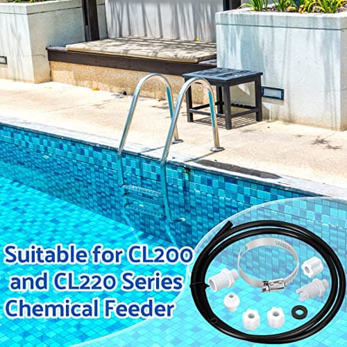 2 Sets Offline Feeder Connection Pack with Saddle Clamp Chlorinator Feeder Hose Tubing Parts with 2 Sets Check Valve Control Valve for CL200 CL220 Offline Replacement