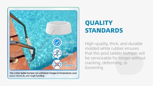 TonGass Outside Pool Ladder Bumpers for Inground Pools - 2-Pack White Rubber End Caps Fit 1.9" Standard Swimming Tubing - Bumper Caps for Step Ends