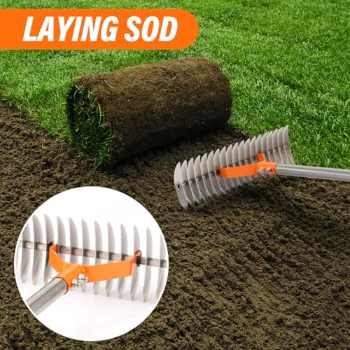 62" Adjustable Thatch Rake - 19-Tine Lawn Dethatcher with Nickel Steel Tines, Heavy Duty Ergonomic Handle for Spring Lawn Care, Soil Aeration & Yard Cleanup&Turf Renovation (Silver)
