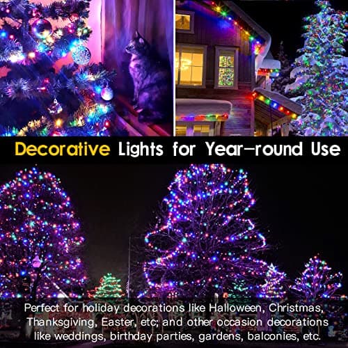 Techip 108FT 300LED Christmas String Lights Outdoor Indoor Extendable Green Wire Memory Function 8 Modes Waterproof Fairy String Lights for Xmas Tree Holiday Party Garden