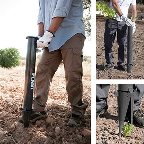 Bulb Planter Tool for Vegetables and Bulbs– Manual Seedling Transplanter with Sharp and Reinforced Tip – Durable and Stainless Steel Gardening Tool for Soft Loam Soil – Easy Garden Planting