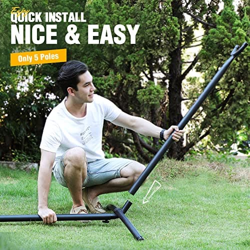 Zupapa 550LBS Weight Capacity Steel Hammock Stand, Adjustable Hooks Fits Hammocks 8 to 10.5 Feet Long, 2 Person, Space Saving Portable with Carrying Bag