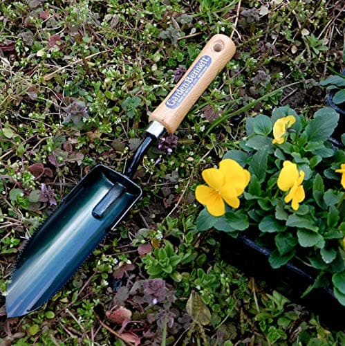 Garden Helper Narrow Garden Trowel Hand Tool, Garden Shovel Serrated Edge for Planting and Transplanting, Heavy Duty Japanese Steel Blade, Wood Handle, Made in Japan