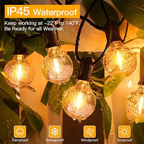 Ollny 25FT Outdoor String Lights, Waterproof Connectable Shatterproof Outside Light with 13 Edison + 1 Spare LED Bulbs Plug in, Patio Lights for Indoor Balcony Porch Camping Deck