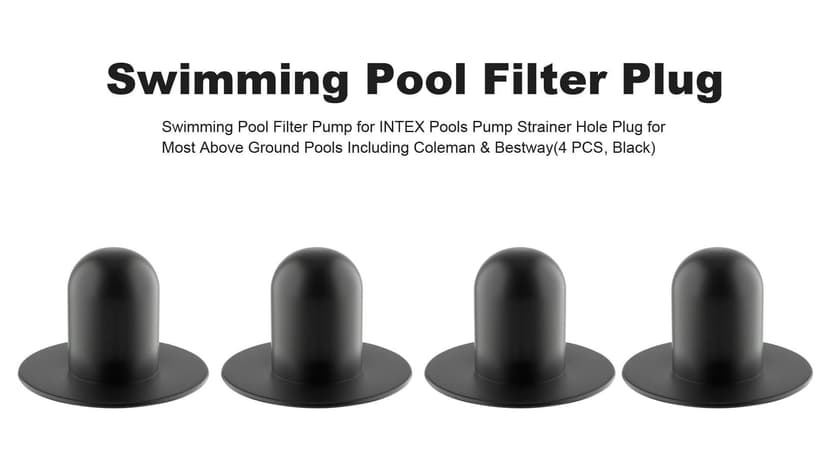 4 PCS Swimming Pool Pump Strainer Hole Plug Replacement for Bestway & Intex Pools Ground Swimming Plug Wall Plug Stopper (Black)