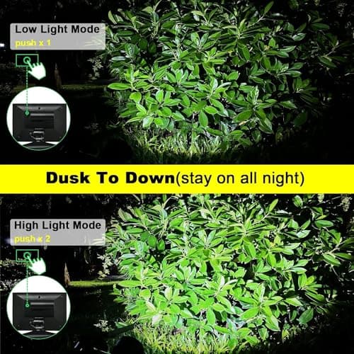 Solar Spotlight Outdoor Upgraded, Stay On All Night, 5000mAh LED Security Light Solar Powered, Exclusive Optical Solar Projector Light Auto On/Off Waterproof for Flag/Yard/House/Garden 2-Pack