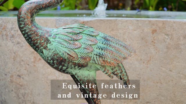 Shorayn Garden Crane Statues, Blue Heron Sculptures for Outdoor, Cranes Decor Metal Bird, Patina Garden Art Lawn Ornaments for Yard Patio Porch Outside Decorations