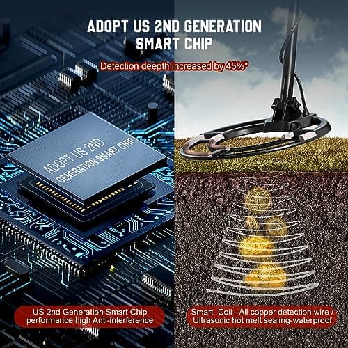 Metal Detector for Adults, Professional Higher Accuracy and Sensitivity, IP68 Waterproof Metals Gold Detector with LCD Display, 4 Modes, Upgraded DSP Chip 12.8” Detection Depth Metal Detectors