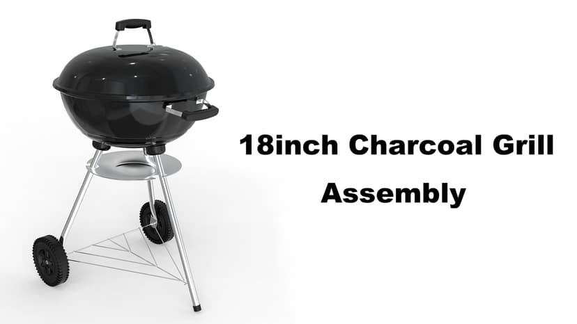 18 inch BBQ Charcoal Grill, Outdoor Portable Grill, Round Kettle Barbecue Grills, Durable & Easy to Assemble, Perfect for Backyard, Camping, Small Patio, Black