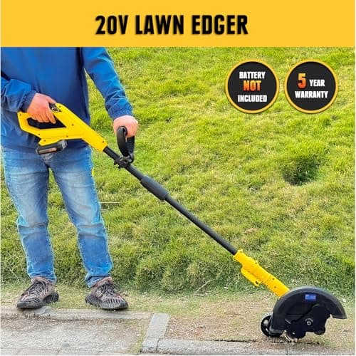 Cordless Edger Lawn Tool Compatible with Dewalt 20V Max Battery, Electric Battery-Powered Edger/Trencher (Tool ONLY) 9’’Blade, 3 Position Adjustable Depth for Landscaping, Driveways, Borders