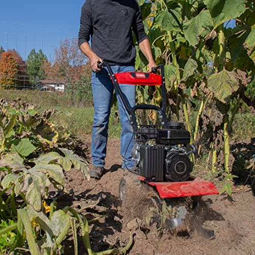 Toro Compact Front Tine Tiller, 99cc 4-Cycle Engine, 11, 16 or 21 Inch Adjustable Tilling Width, 11" Max Tilling Depth, Removable Side Shields, Model: 58604