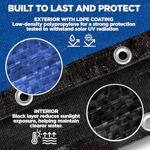 Premium Heavy-Duty Winter Pool Cover - Royal Blue, Extra Thick and Durable, Tear-Proof, UV-Resistant, Reinforced Edges, Easy Install, All-Season Protection for 18-ft x 34-ft Oval Above Ground Pools
