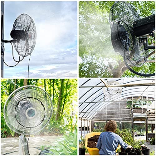 SUNHE YHK Fan Misting Kit, Outdoor Misters Cooling System with 19.36FT Hose + 5 Brass Nozzles + Brass Adapter(3/4") for Cooling Patio Garden Greenhouse Breeze, Connect to Any Outdoor Fan