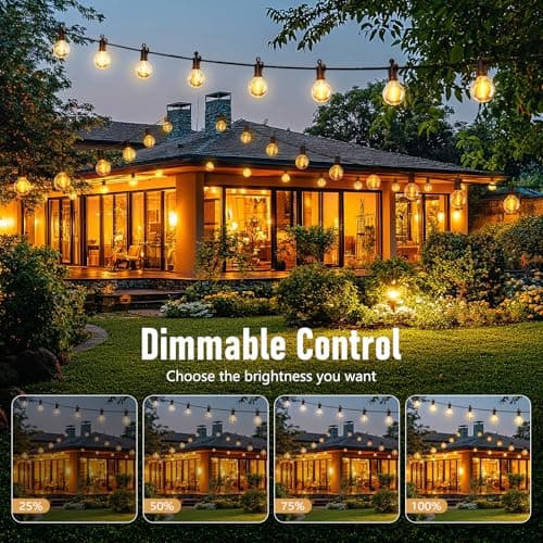 Brightown Outdoor String Lights - Waterproof Globe Patio Lights 30 Ft with 30 G40 Shatterproof LED Bulbs, Connectable Commercial Hanging Light for Backyard, Bistro, Porch, Cafe, Deck, Garden