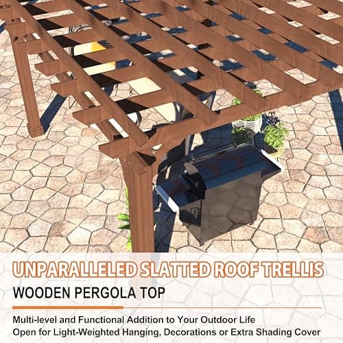 VEIKOU 12x20 FT Cedar Wood Pergola Kit with Snow Wind Support, Slatted for Patio, Backyard, Garden