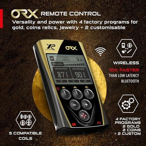 XP Metal Detectors ORX Detector - Specialized in Gold Hunting - with HF Elliptical Coil (9.5x5'') up to 80kHz, Remote Control and S-Telescopic Lite Stem, (ORX-ELLHFRCE)