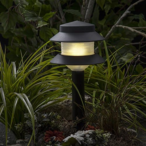 GreenLighting Paradise Low Voltage Landscape Pathway Lights - 2 Tier Outdoor Garden Lights - Easy, Simple Installation - Walkway, Lawn, Landscape Lighting (Black, 8 Pack)