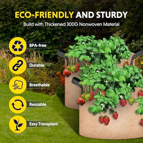 iPower Grow Bag 15 Gallon 6-Pack Heavy Duty Plant Pots, 300g Thick Nonwoven Fabric Containers Aeration with Nylon Handles, for Planting Vegetables, Fruits, Flowers, Tan 2024 Version