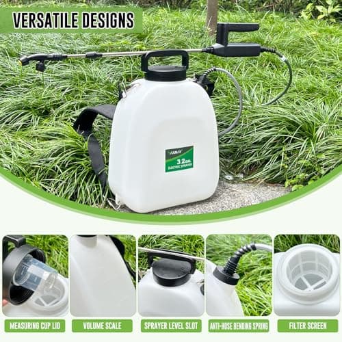 Battery Powered Sprayer 3.2 Gallon, VAXMAY Backpack Sprayer with 3 Adjustable Speeds, Battery Indicator, 5 Mist Nozzles, 41" Retractable Wand, USB Rechargeable Weed Sprayer for Lawn Garden Yard