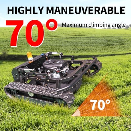 Lawn Mower, Remote Control Lawn Mower, Small Crawler Oil-Electric Hybrid Four-Wheel Drive Lawn Mowing and Weed Whacker, All Terrain Grass Cutter Yard Mower, 65° Climbing (SKD-810-90)