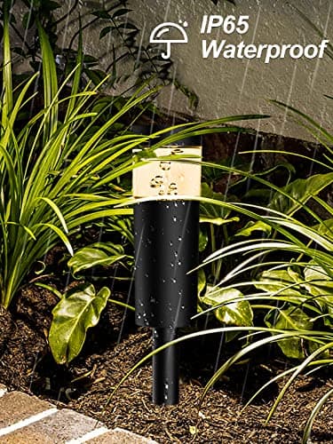 5W Low Voltage Landscape Pathway Lights with Connectors 12V Outdoor Landscape Lighting LED Bollard Path Lights Wired IP65 Waterproof Warm White Walkway Lights for Garden Yard Lawn (12Pack)