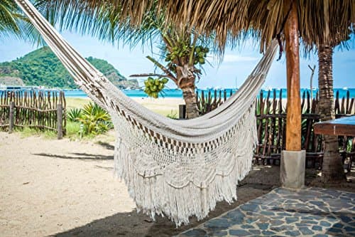 Handmade Macrame Hammock - Mayan, Matrimonial, Double, Brazilian - 100% Natural Cotton - King, Off-White