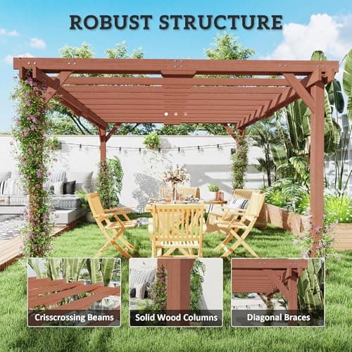 Outsunny 11' x 12.5' Outdoor Pergola, Wood Pergola Gazebo Grape Trellis with Stable Structure for Climbing Plant Support, Patio, Deck, Backyard, Lawn