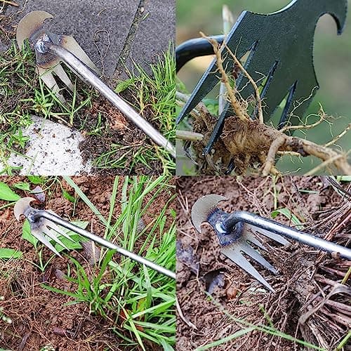 Weed Puller Tool, 2024 New Durable Garden Weed Pulling Tool, Portable Garden Weeder Tool for Vegetable Gardening Backyard Farm Planting & Weeding (Rubber Handle) (Rubber Handle, primary colour)