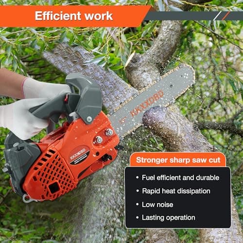 Lightweight 12 Inch Gas Powered Chainsaw - 25.4CC Top Handle Chainsaw for Efficient Wood Cutting, Tree Pruning & Firewood Preparation, Anti-Vibration Design, Easy Start & Safe Operation