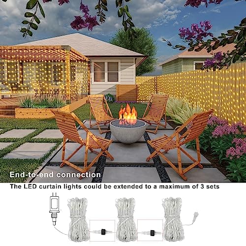 ZAIYW Curtain Lights Outdoor 20Ft×3Ft, 300 LED Color Changing Fence String Lights with Plug Remote, Waterproof Light Curtain for Stair Railing Eaves Decor (Warm White & Multicolor)