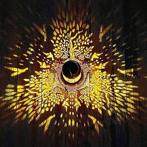 2 Pack Tree of Life Outdoor Solar Hanging Lanterns Waterproof LED Solar Lights Metal Decorative Lanterns for Garden, Patio, Courtyard, Backyard, Yard Decor Unique Tree of Life Gifts for Women