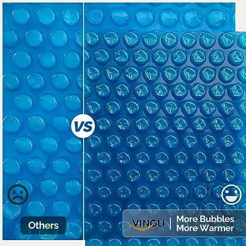 VINGLI 12Mil Solar Pool Cover 16x32FT Rectangle Solar Blanket for Inground Pool and Above-Ground Swimming Pool, Blue (16' x 32')