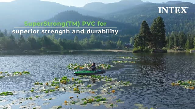 INTEX Challenger Inflatable Kayak Series: Includes Deluxe 86in Kayak Paddles and High-Output Pump – SuperStrong PVC – Adjustable Seat with Backrest – Removable Skeg – Cargo Storage Net