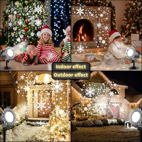 Christmas Snowflake Projector Lights, Indoor Outdoor Snowfall Projection High Definition LED Lighting Lamp, Waterproof Snow Fall Light Show for Holiday/Party/Garden/Yard/Patio/Landscape (9W)