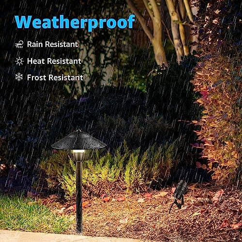 SUNVIE LED Landscape Lights 12V Aluminum Low Voltage Pathway Lights with Stake, Waterproof for Walkway Yard Garden, 12 Pack with Connectors