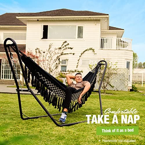 Zupapa 2 Person Steel Hammock Stand 550 lb Capacity, Portable Hammock Frame Stand Heavy Duty for 9 to 14Feet Hammocks, Carry Bag Included, Black