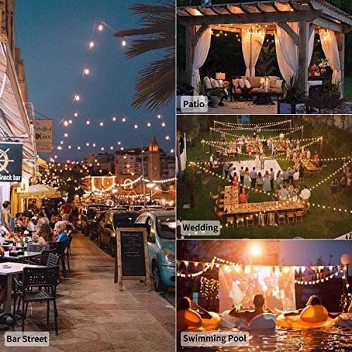 Brightown Led String Lights Outdoor 50Feet G40 Patio Lights with 52 Led Shatterproof Bulbs(2 Spare), Waterproof Led Globe Hanging Lights for Backyard Porch Bistro Balcony Decor, E12 Socket, 2200K