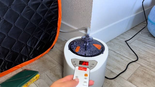 FIOCCO Portable Sauna Box, Portable Sauna for Home with 2.6L Steamer Generator, Remote Control, Portable Chair & Floor Mat, Full Body Personal Saunas Tent for Health, 9 Levels, Orange