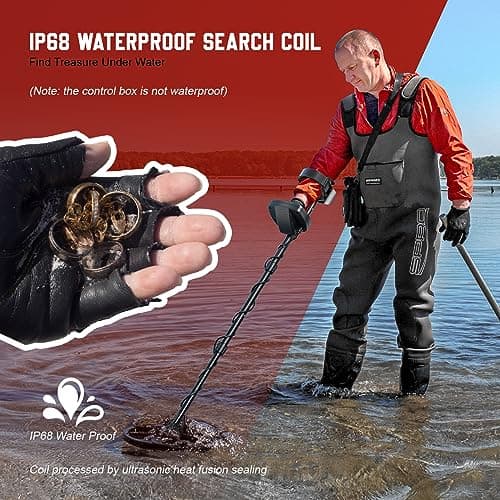 Metal Detector for Adults, Professional Higher Accuracy and Sensitivity, IP68 Waterproof Metals Gold Detector with LCD Display, 4 Modes, Upgraded DSP Chip 12.8” Detection Depth Metal Detectors