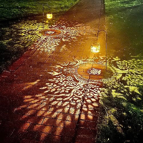 2 Pack Tree of Life Outdoor Solar Hanging Lanterns Waterproof LED Solar Lights Metal Decorative Lanterns for Garden, Patio, Courtyard, Backyard, Yard Decor Unique Tree of Life Gifts for Women