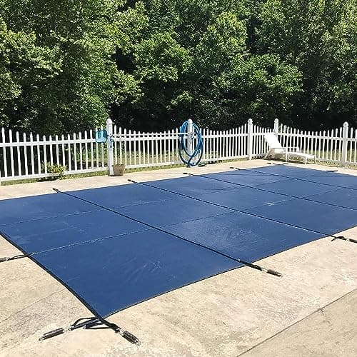 WaterWarden Inground Pool Safety Cover 25' x 45', Rectangle, 15-Year Warranty, UL Classified to ASTM F1346, Triple Stitched for MAX Strength, Abrasion Resistant, Hardware Included, Blue Mesh